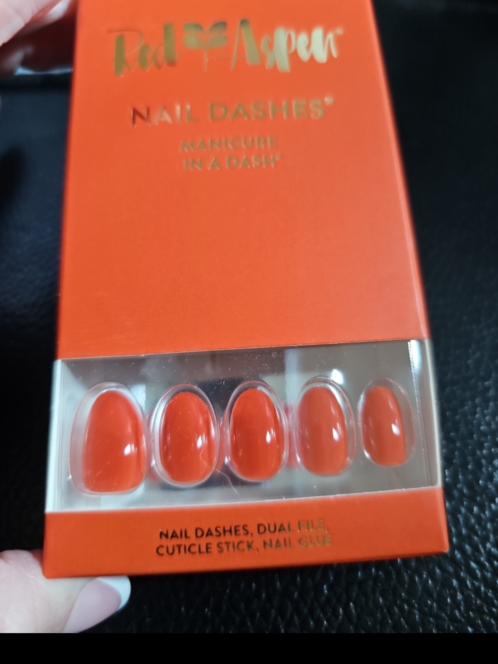 Red Aspen Nail Dashes Press-On Nails - Classic Orange short almond